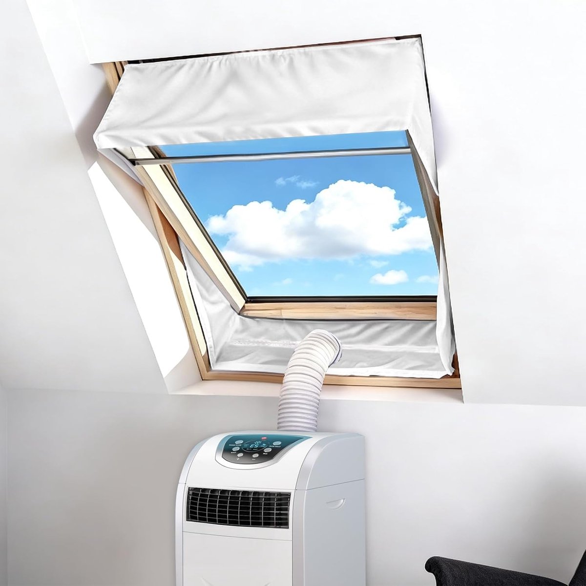 Dakraam Airco Afdichting - 2x190cm Zelfklevend & Scheurvast - voor Kiepramen - max. 380cm Omtrek - Wit - 1 Set