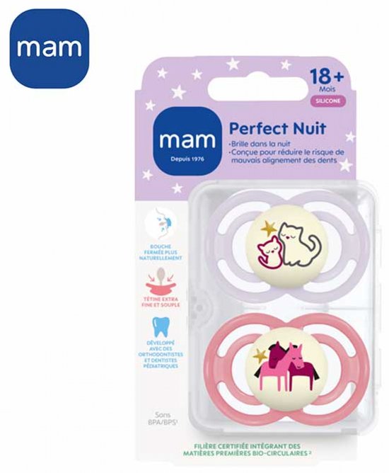 MAM 2 Fopspenen Perfecte Nachtdieren 18 Maanden en Ouder (Modellen : Vossen en beren) — afbeelding 2