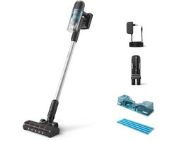Philips Steelstofzuiger Met Dweilfunctie XC3131/01 - Draadloos - Zuigmond met LED verlichting - Zonder Zak - Handstofzuiger - Alle Vloertypen - Matzwart