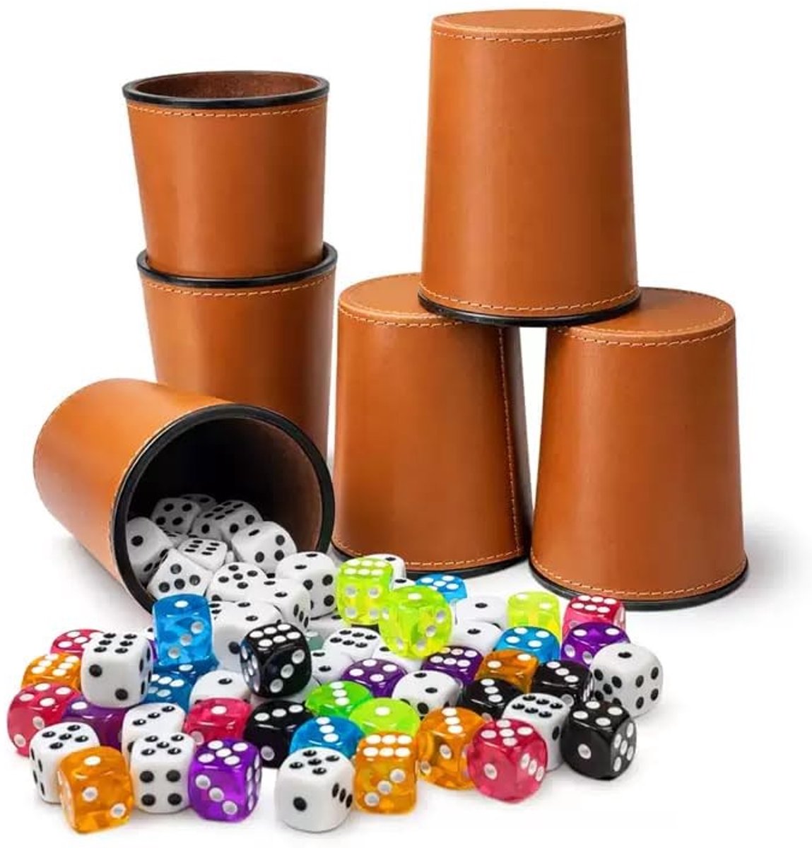 Dailygoods - Set van 6 Stille Dobbelbekers voor Spelletjesavonden