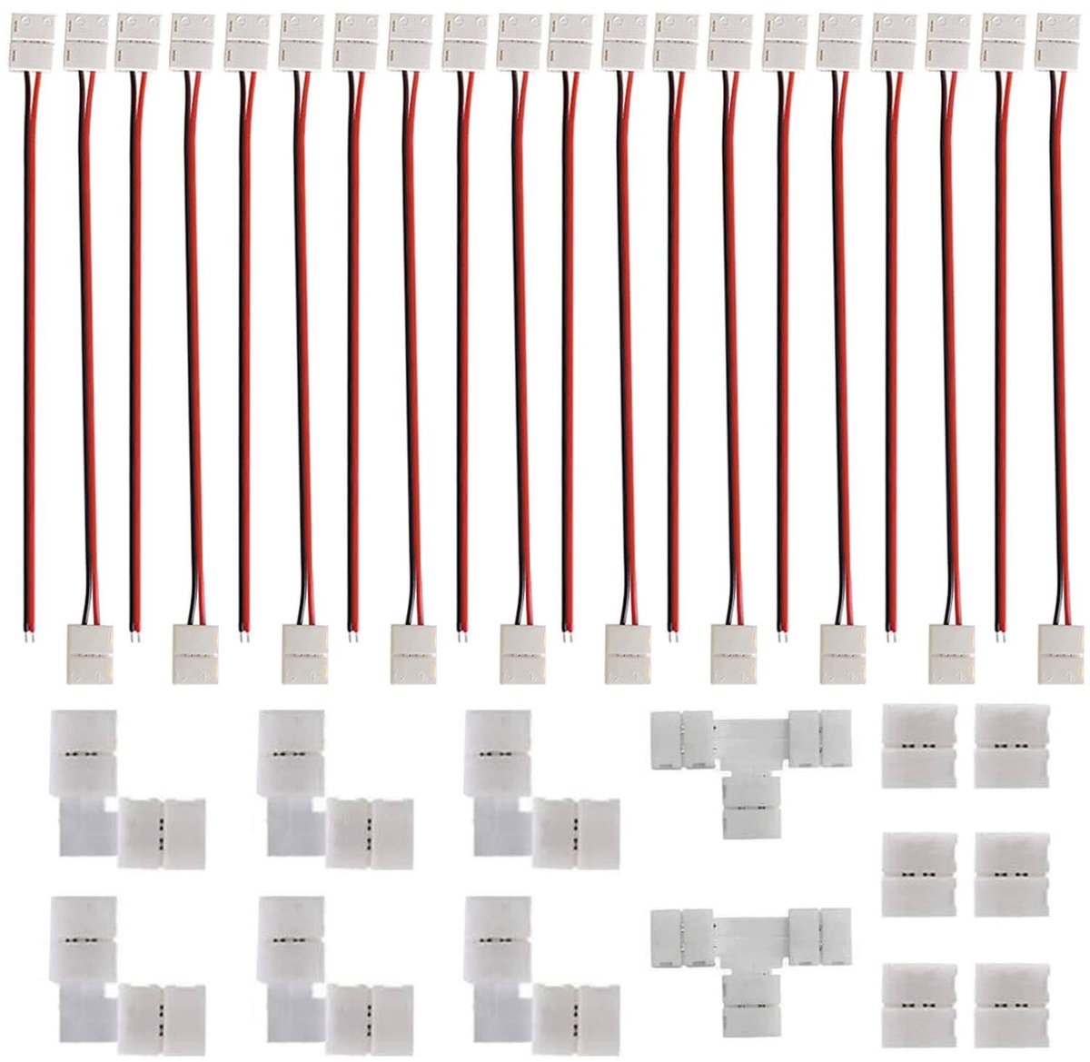 Dailygoods - Innovra - Dailygoods - Dailygoody - LED-lichtstripconnectorset - 34-delige set - Gemakkelijk te installeren - 2-polige connectoren - Geschikt voor 3528 en 2835 ledstrips - P