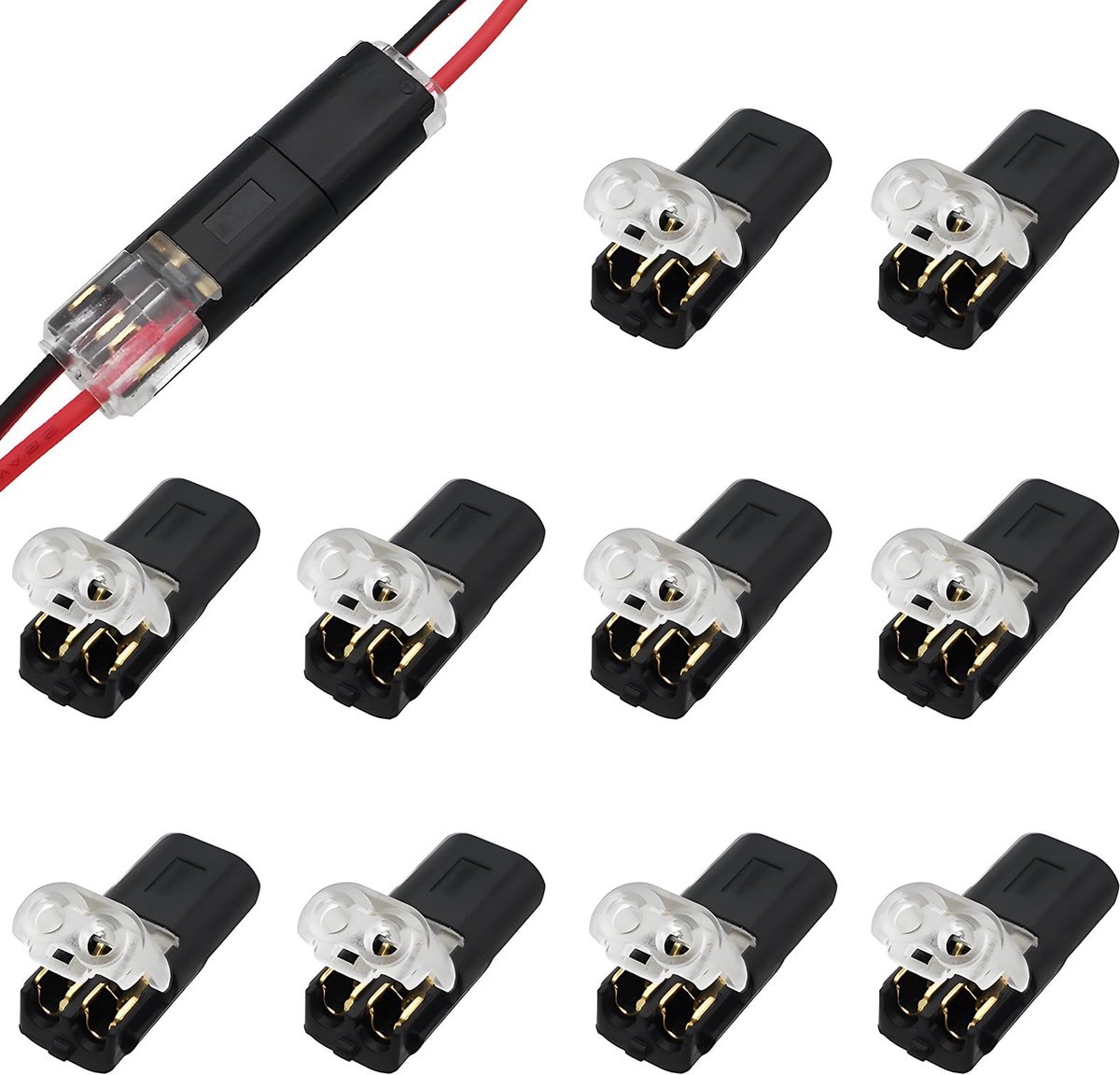 Dailygoods - Dailygoody - Laagspanningsconnector - 2-polige kabelconnector - Snel en veilig - 10 stuks - Kabels zonder strippen - Ideaal voor LED toepassingen - Ge