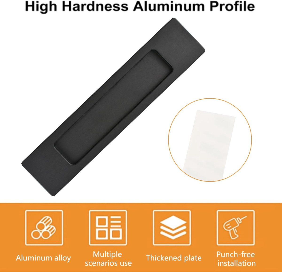 Dailygoods - Dailygoody - Zelfklevende Schuifdeur Trekken - Aluminium Flush Pull - 2 Stuks Zwart - Modern Design - Praktisch voor Schuifdeuren - Geschikt voor Kast