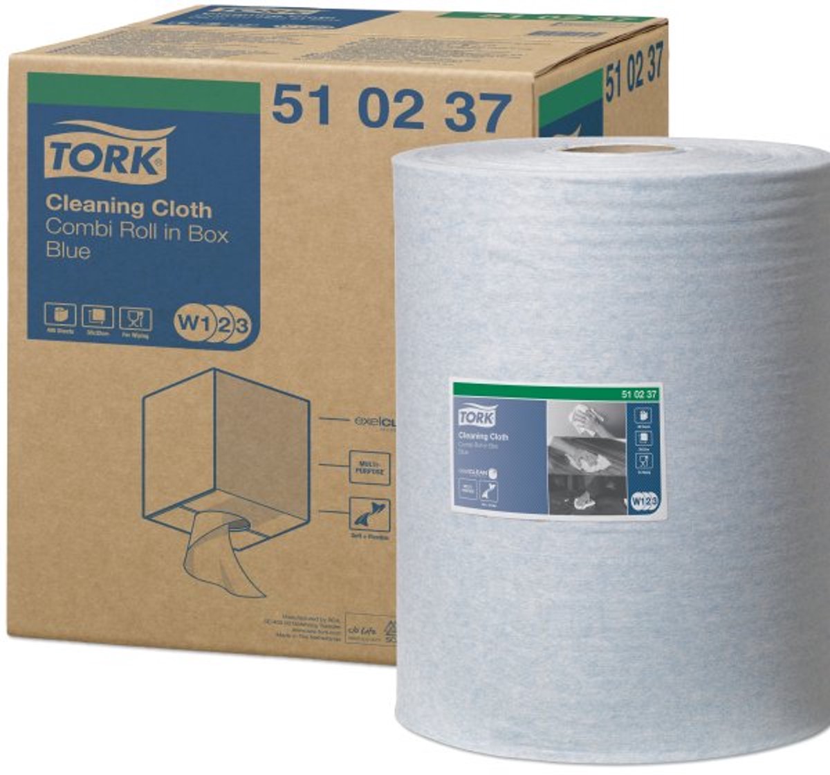 Tork 510237 Premium 510 werkdoek 1-lgs blauw 152 mtr x 32 cm rol à 400 vel (510237)