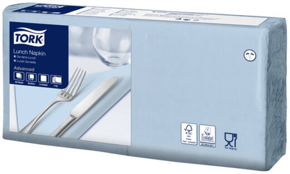 Tork 477871 soft lunchservet advanced lichtblauw 33x33 cm 3-laags 1500 stuks (477871)