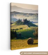 Canvas schilderij 80x120 cm - Wanddecoratie Toscane - Landschap - Groen - Muurdecoratie woonkamer - Slaapkamer decoratie - Kamer accessoires - Schilderijen op canvas