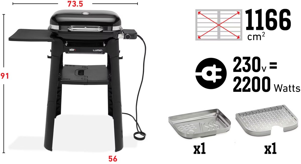 Weber Lumin Compact elektrische barbecue met onderstel - afbeelding 2