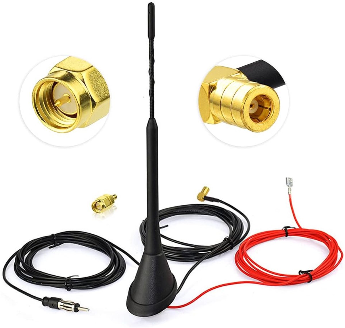 OUYLAF DAB Auto Antenne - dab+ autoantenne - antenne - antenne auto - antenne auto universeel - verlengsnoer van 5 meter - voor AM/FM Radio Blaupunkt Pioneer Clarion Alpine JVC
