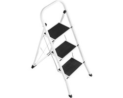 SONGMICS - Ladder - Met 3 Treden - Opvouwbaar - Met Klapsluiting - Draagvermogen tot 150 kg