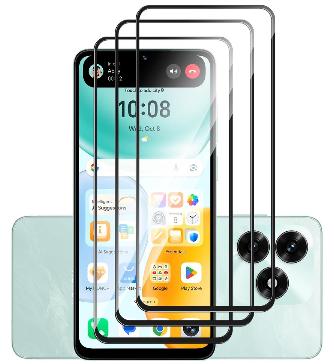Dailygoods - 3 Stuks Gehard Glas Beschermfolie voor Honor X5C/X5C Plus