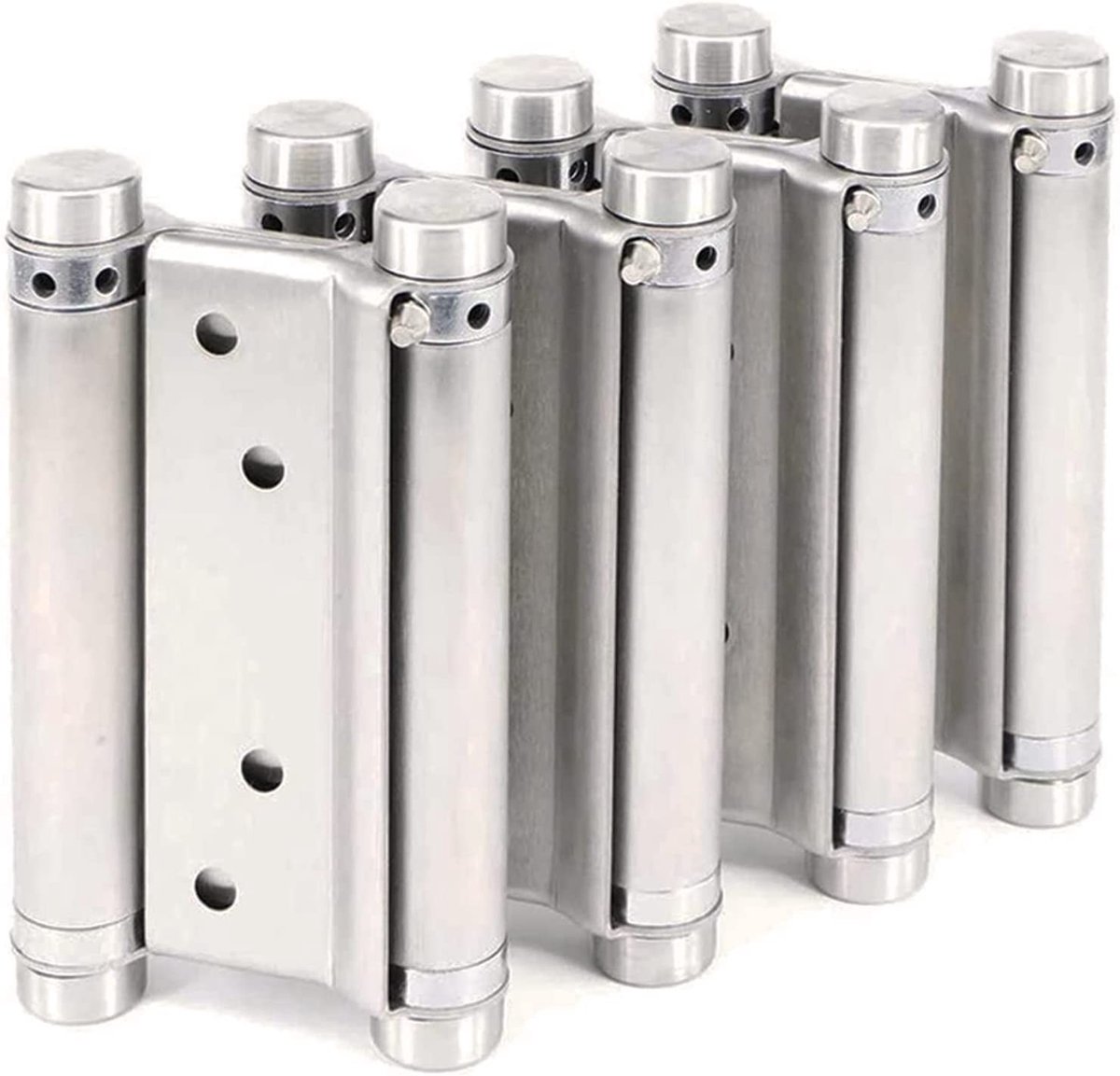 Dailygoods - Dailygoody - dubbelwerkende veerscharnieren - 140 mm - roestvrijstaal - duurzaam - 2 paar - ideaal voor meubels - geschikt voor binnengebruik - zilver