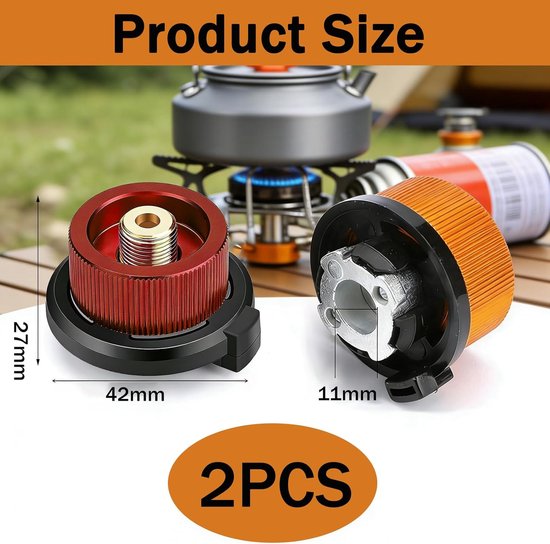2-delige gaspatronen-adapterset, universele gasadapter voor campingkooktoestellen en gaspatronen, compacte adapterset voor picknick, outdoor, wandelen en reizen — afbeelding 5
