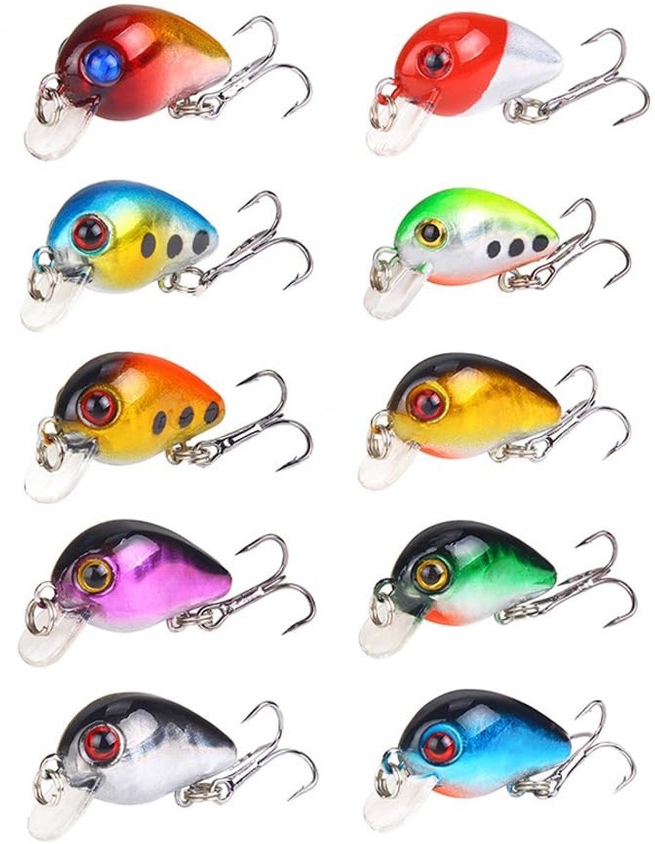 Allecto - Mini Wobbler Vissen Lokt - Kunstmatige Crankbait - Tackle Box - Vissen Accessoires - 10 Stuks - Geschikt voor Zoetwater - Divers