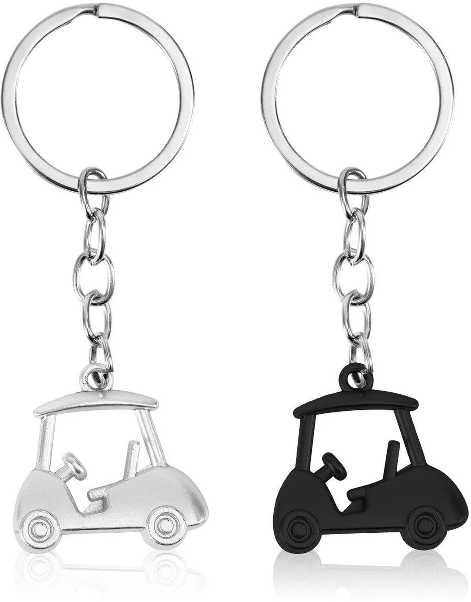 Allecto - Golf Cart Sleutelhangers - Zinklegering Sleutelhangers - Set van 2 - Voor Mannen en Vrouwen - Handig en Praktisch - Sleutelhanger - Ideaa...