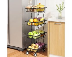 Fruitmand Keuken Opbergers en Organizers - 4 Laags Stapelbare Metalen Draadmand Stand voor Fruit Groenten Snacks Potten