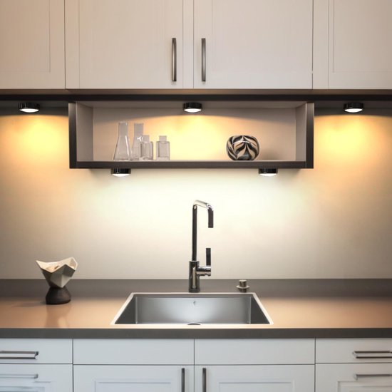 6-delige oplaadbare spot met afstandsbediening, werkt op batterijen, voor onderkastverlichting in de keuken en sfeerverlichting in de slaapkamer (boren niet nodig). van Merkloos — afbeelding 3