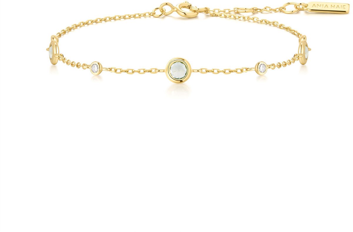 Gold Mint Green Station Bracelet S