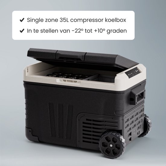 Auronic Compressor Koelbox Elektrisch 12V en 240 volt - Camping Koelkast - 35L - Met Wielen en Hendel - Frigobox - Zwart van Merkloos — afbeelding 3