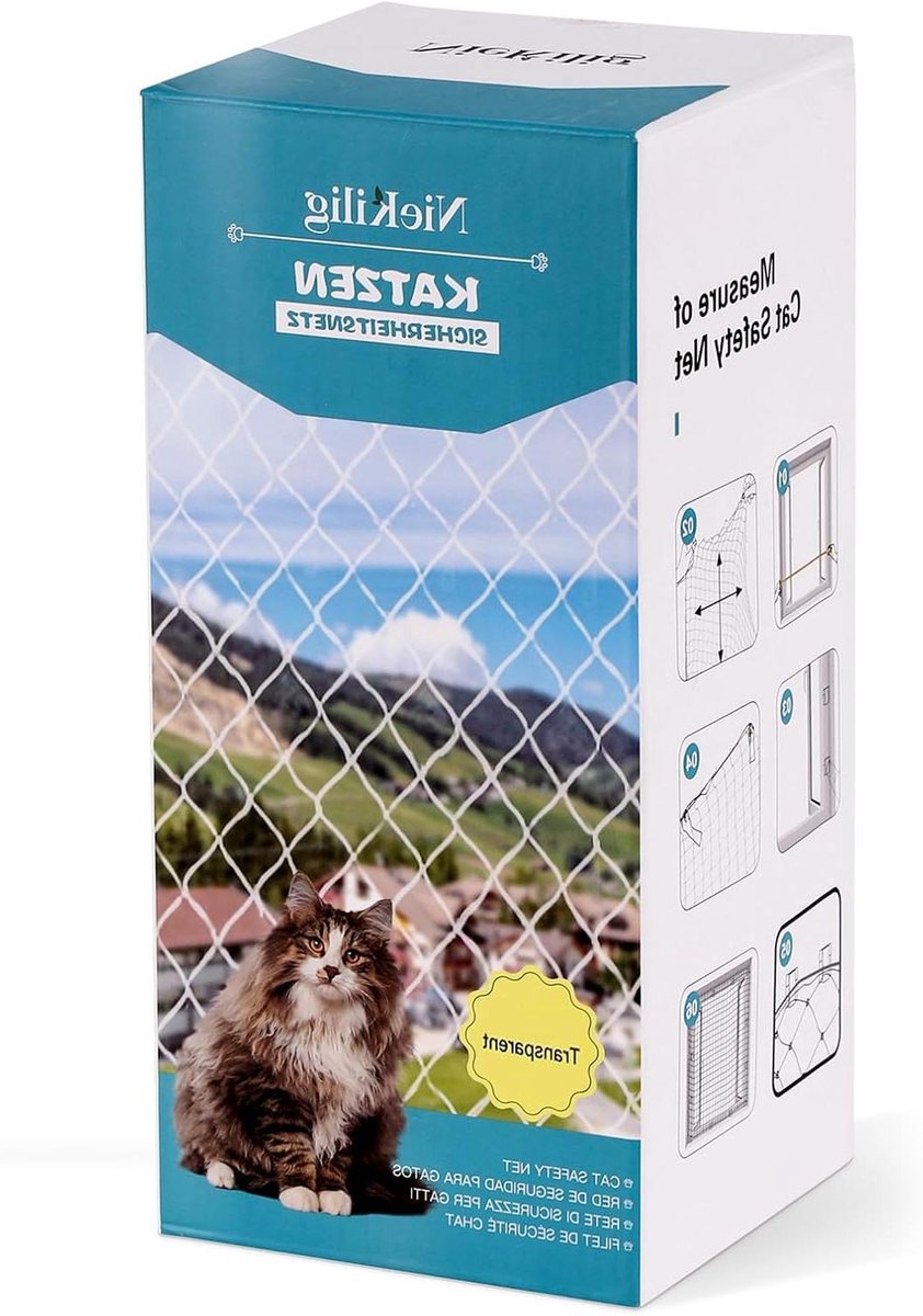 Balkon Kattennet - Terras Kattennet - Katten Veilig Houden - Transparant Nylon - 6x3m - Transparant