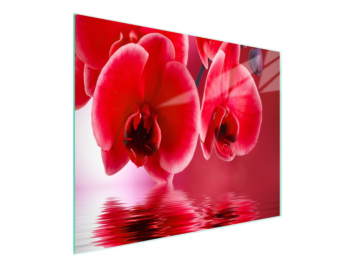 TMK ArtDeko Orchidea - Glazen Snijplank - 52x30 cm - UV Print - Antislip Siliconen Noppen