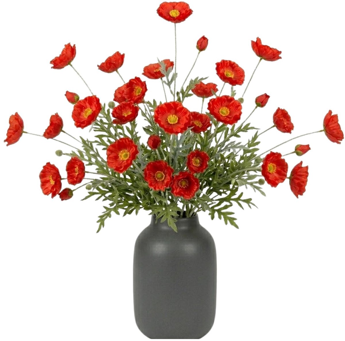 Mica Decorations Kunstbloem Klaproos Poppy - 12x - H62 cm - rood - kunststof - stelen kunstbloemen - boeket - roodn bloemetjes