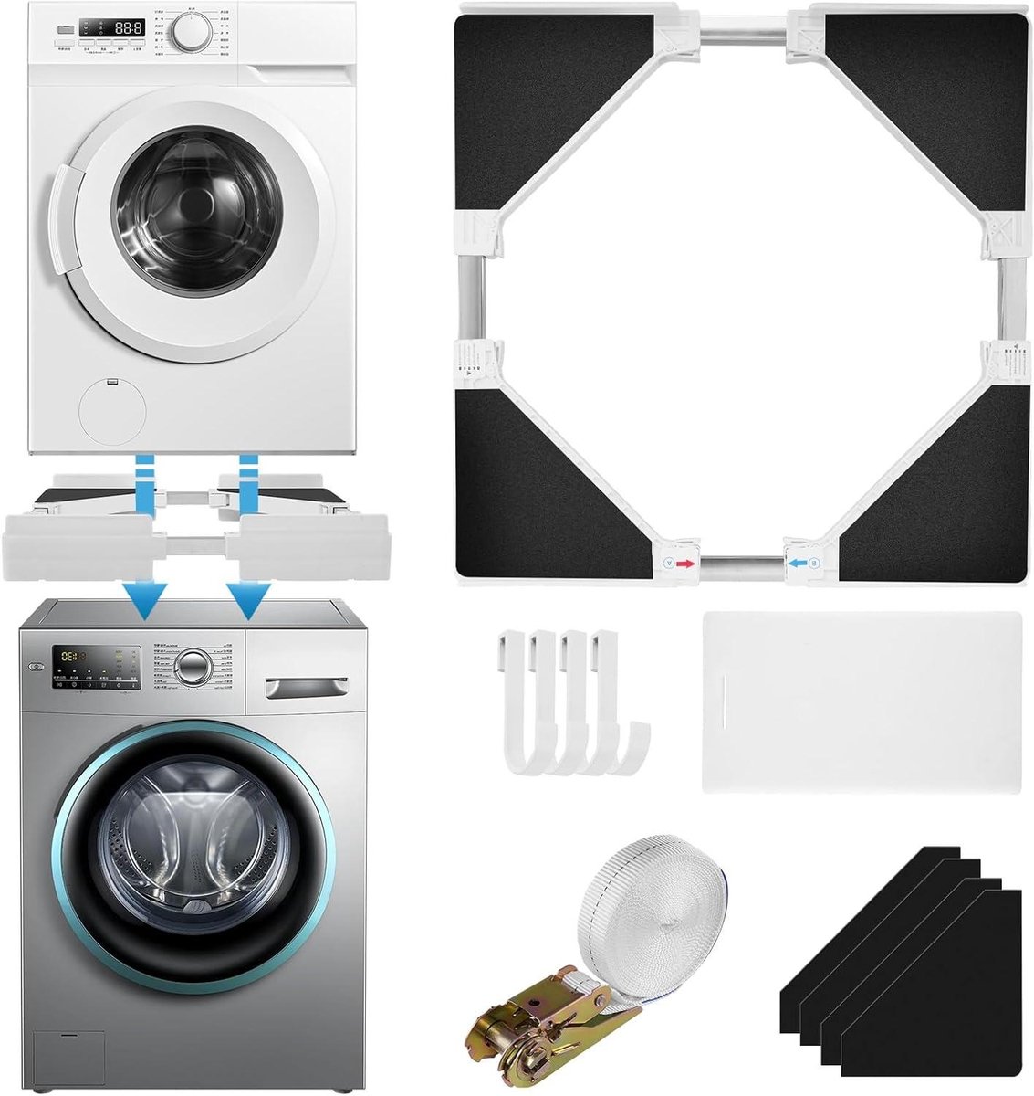 Wasmachine Onderstel - Droger Tussenbouw - Ruimte Besparen - Universele Pasvorm - 45-70 cm - Wit