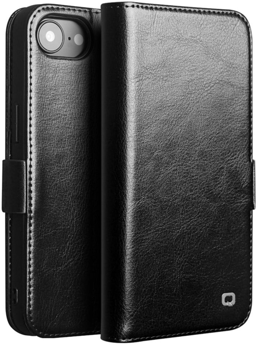 Qialino Geschikt voor iPhone 17e / Geschikt voor iPhone 16e hoesje - Leren bookcase - Magnetische sluiting - Zwart