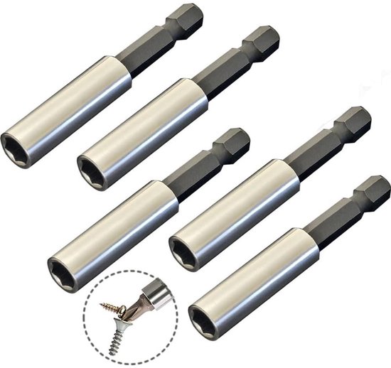 5-delige set boorverlenging 60 mm met magnetische 1/4 inch snelwisselbithouder voor elektrische boormachine - ideaal voor slagschroevendraaier en schroevendraaierklussen