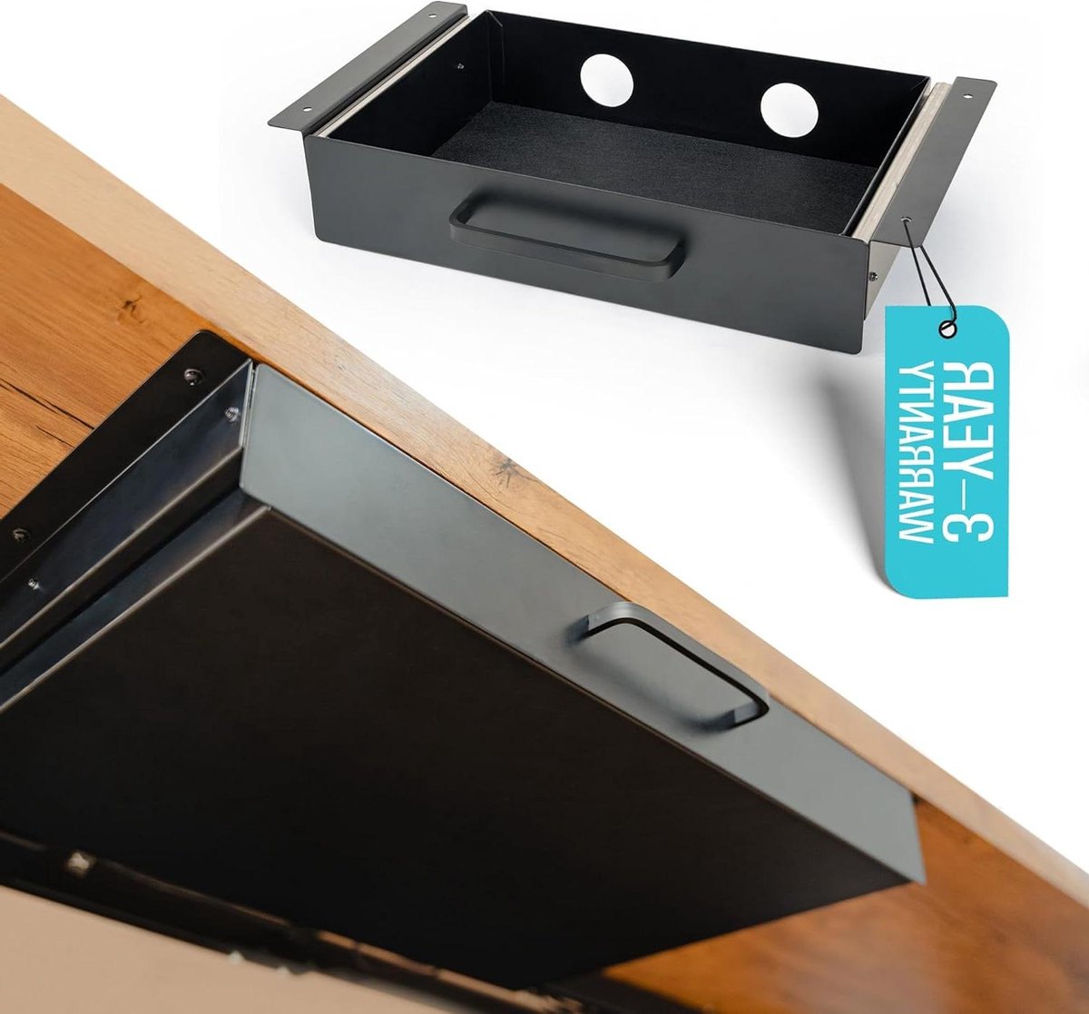 Onderbouw Lade - Bureau Lade - Bureau Organiseren - Met Kabelbeheer - 13 x 8 x 28 inch - Mat Zwart