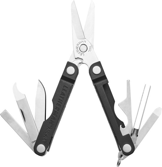 Leatherman Micra – Roestvrijstalen multitool met schaar en 9 gereedschappen – Jet Black