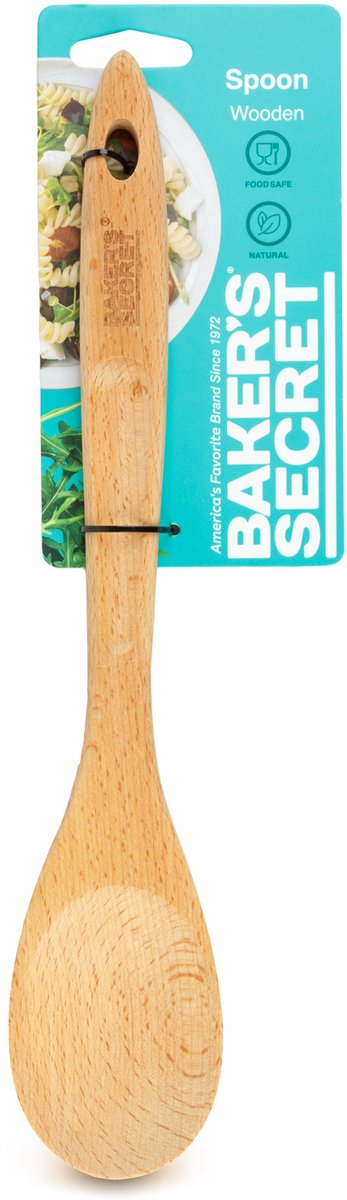 Baker's Secret Houten Lepel 33 cm - Beukenhouten Kooklepel - Houten Roerlepel Voor Koken en Bakken - Duurzame Keukenlepel Van Natuurlijk Hout 1 Stuks [BS40388]