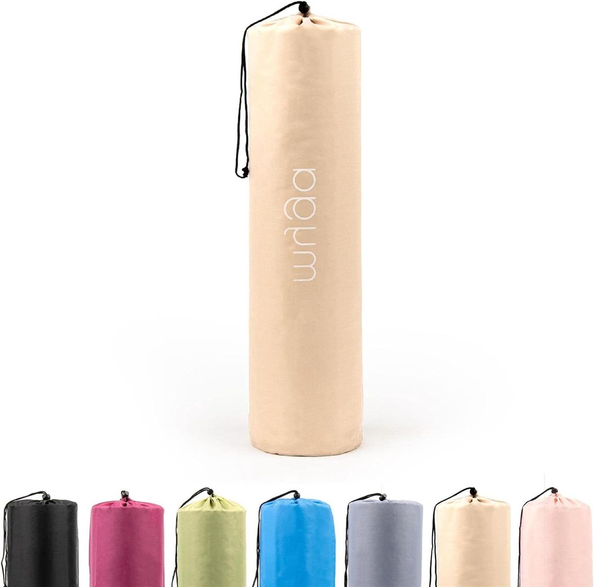 Yogamattentas - Mattenhoes Pilates Fitness - Matten Vervoeren - Waterdicht Lichtgewicht - 70 cm x 15 cm - Beige