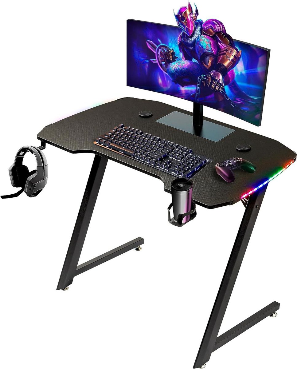 Gaming bureau - Speeltafel Werkplek - Productief Werken - Ergonomisch Design - 100x60 cm - Zwart