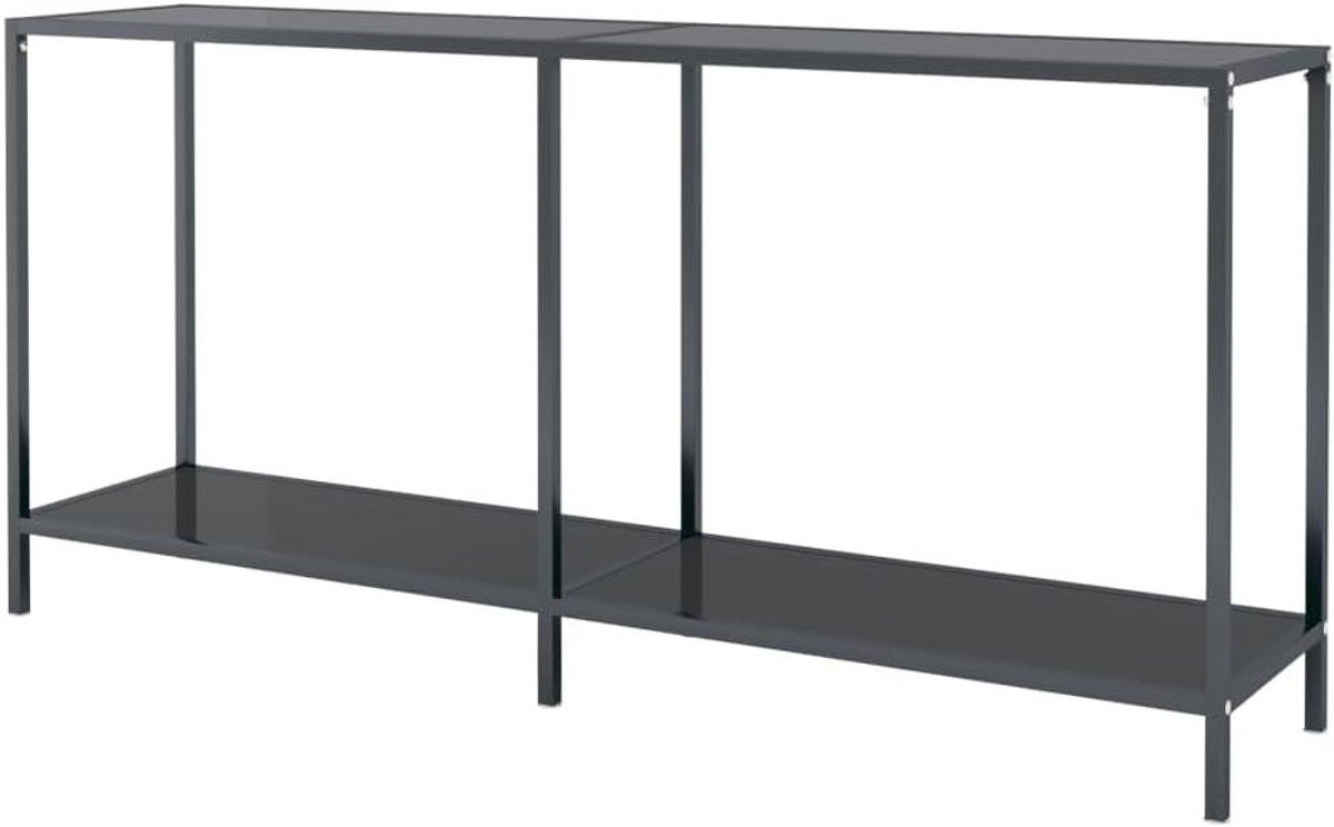 Wandtafel - Bijzettafel gangtafel - Woonruimte inrichten - Gehard glas staal - 160x35x755 cm - Zwart