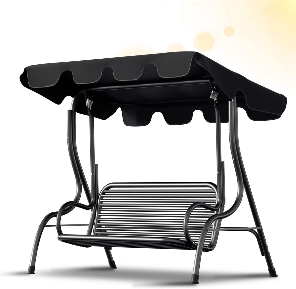 Schommelbankdak Vervanging - Schommeldak Universeel - Bescherming Tegen Zon - Waterafstotend Oxford Weefsel - 210 x 145 cm - Antraciet