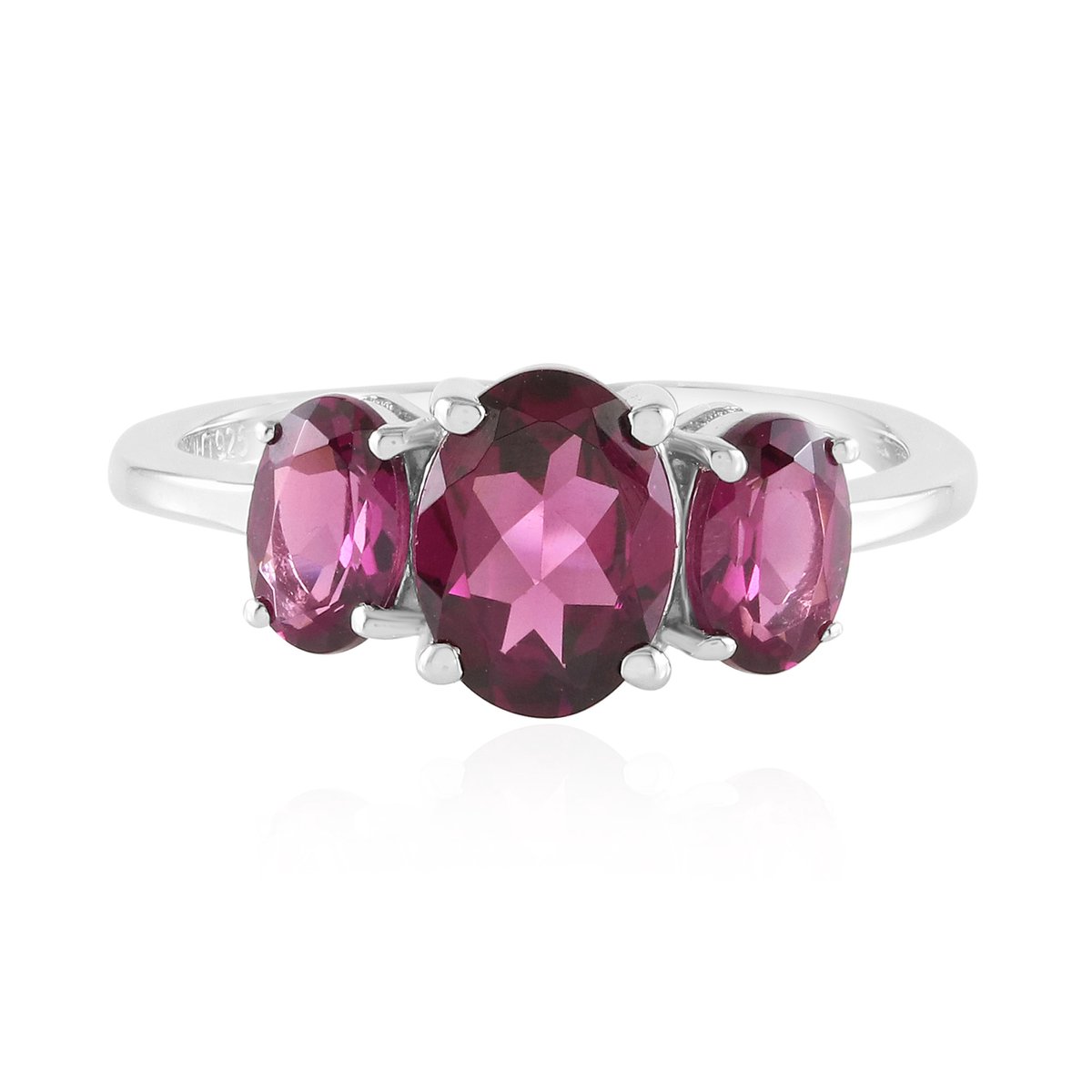 Cavill - Zilveren Ring met 3 Ovale Naktamunda Rhodolieten 2,31 ct - 925 Sterling Zilver Gerhodineerd - Elegante Damesring - India Edelsteen