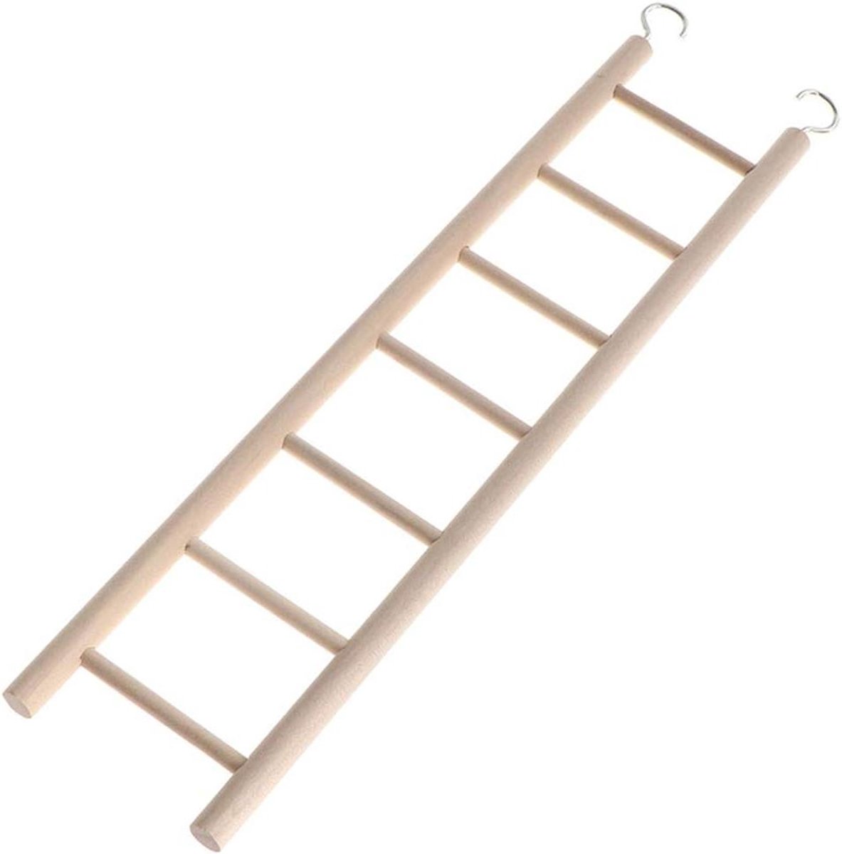 Houten Ladder Speelgoed - Klimtrap Vogelkooi - Vogelkooi Inrichten - Dubbele Ophanghaken - 32 x 7 cm - Niet gespecificeerd