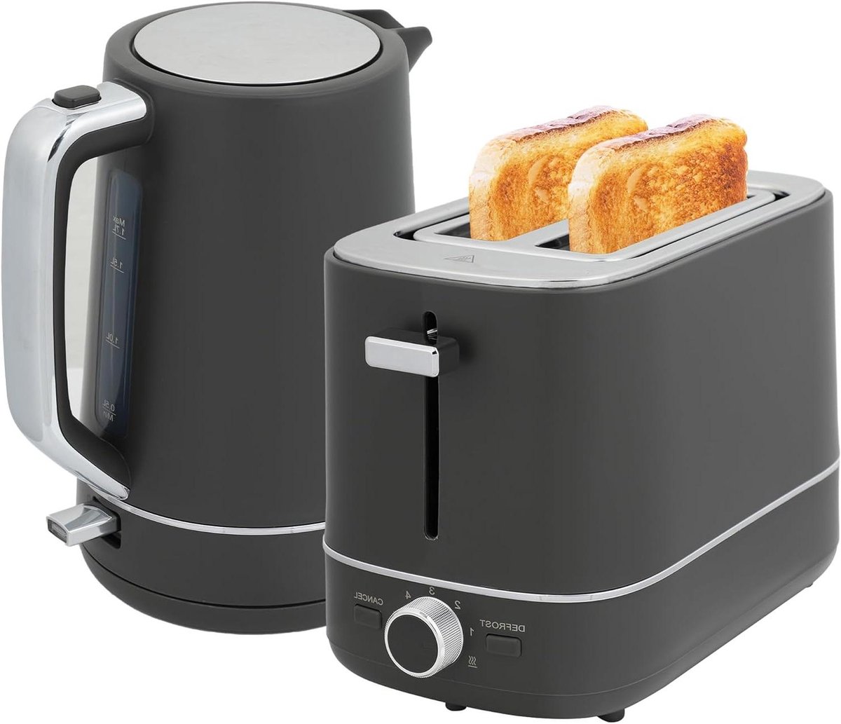 Waterkoker Broodrooster Set - Ontbijtset Keukenapparaat - Snel Ontbijt Maken - Veilig & Gebruiksvriendelijk - 17 Liter - Beige