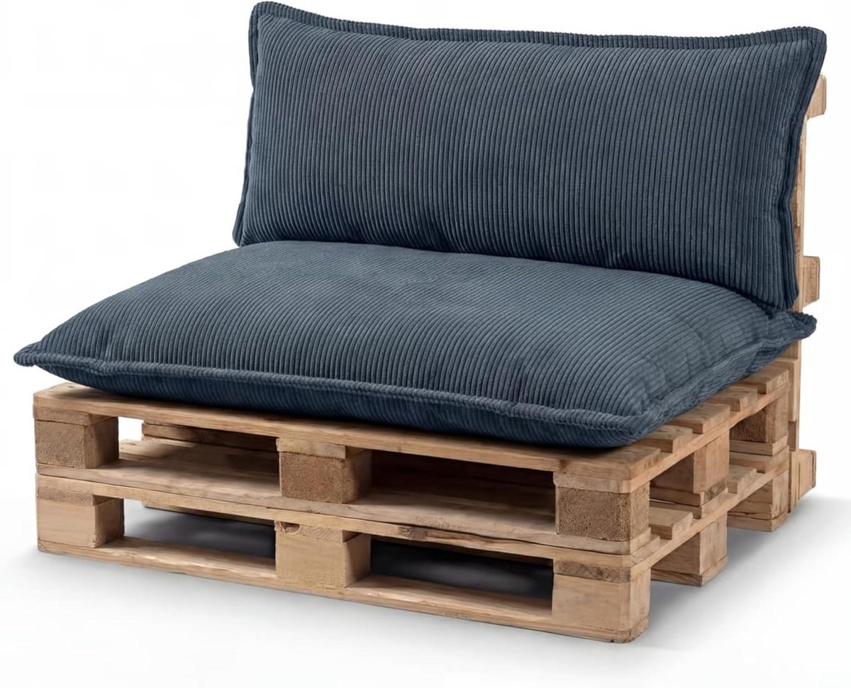 Pallet Kussen Set - Eurokussen Bankkussen - Buiten Zitten - Zonder Stiksels - 70 x 40 cm - Donkerblauw