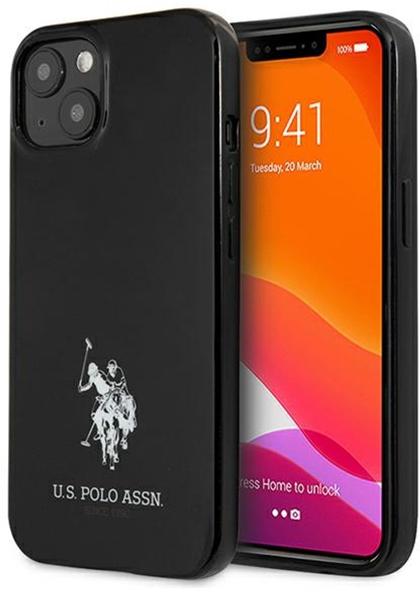 U.S. Polo Horses Logo TPU Back Cover - Geschikt voor Apple iPhone 13 Mini (5.4") - Zwart
