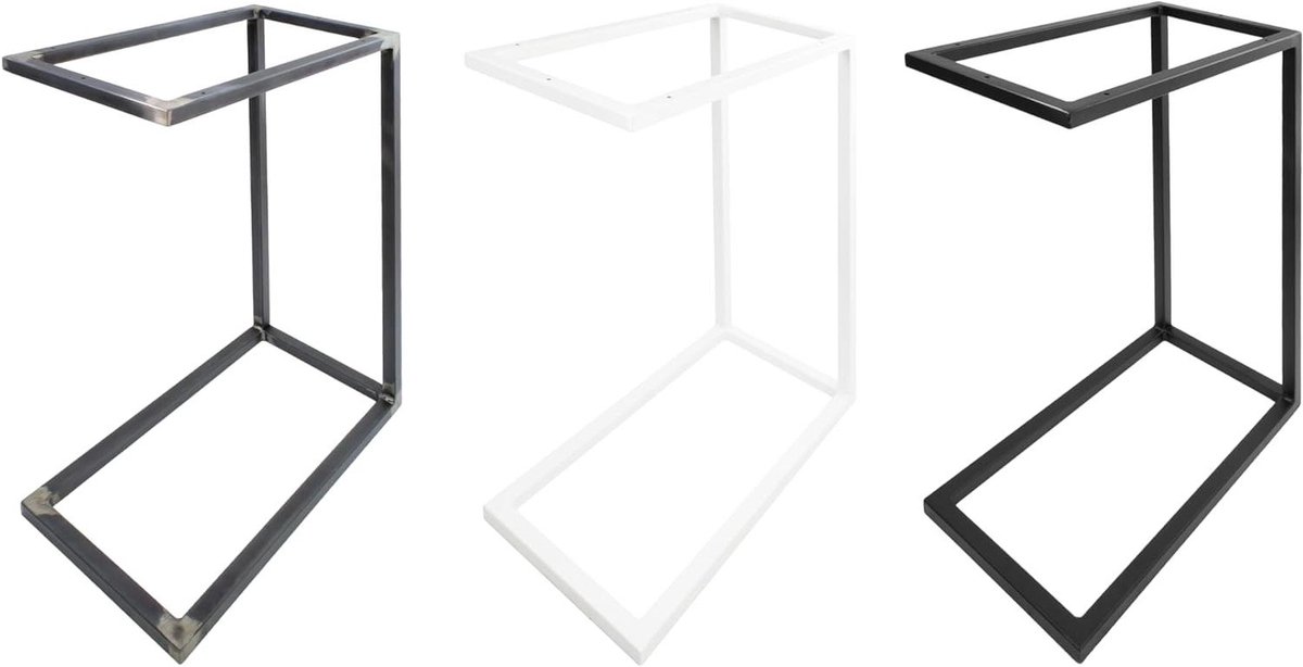 Bijzettafel C-vorm - Sidetable Laptoptafel - Onder de bank schuiven - Verkrijgbaar zonder tafelblad - 650 mm hoog - Zwart