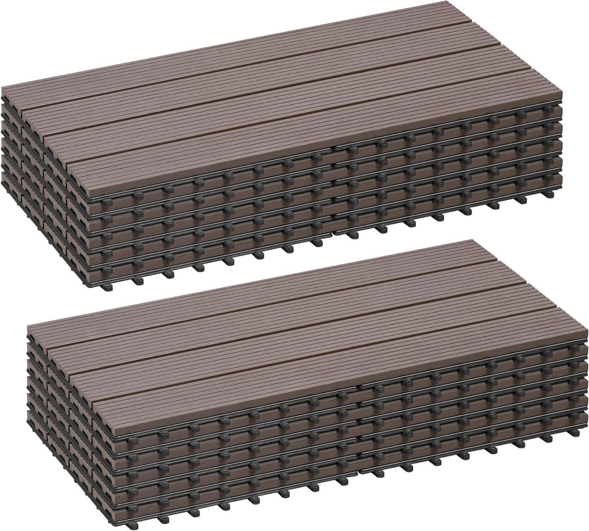 WPC Terrastegels - Composiet Vloertegels - Buiten Leven - Kliksysteem - 30 x 60 cm - Bruin