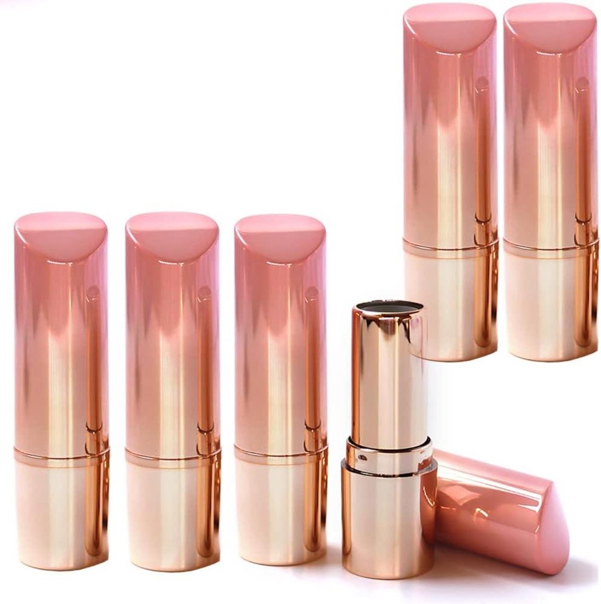 Lege Lippenstiftbuizen - DIY Lippenbalsem Houder - Make-up Maken - Herbruikbaar PP Materiaal - 6 stuks - Roze