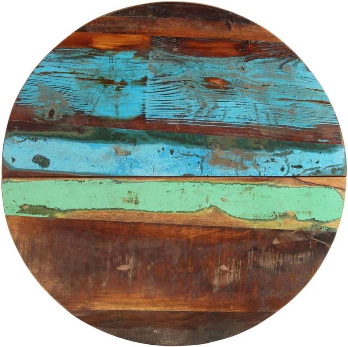 Tafelblad Rond Hout - Tafelonderdeel Blad - Tafel Vernieuwen - Massief Gerecycled Hout - 60 cm - Veelkleurig