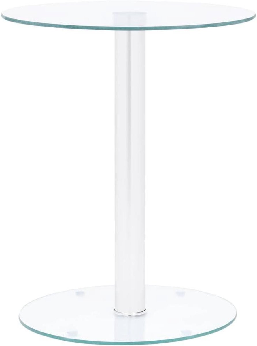 Salontafel Glas - Bijzettafel Rond - Dranken Plaatsen - Gehard Glas - 40 x 50 cm - Transparant