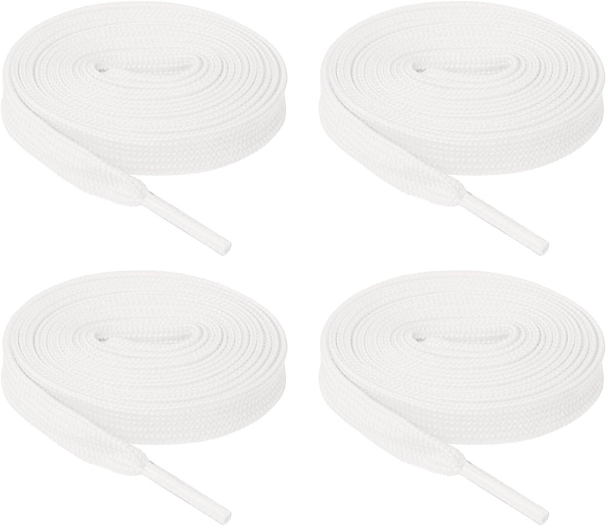 2 paar elastische platte veters voor sneakers en laarzen, 6/5 inch x 63 inch, wit polyester veters voor optimale pasvorm en comfort