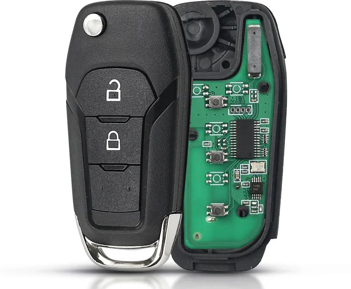 XEOD 2 knops klapsleutel - Complete sleutel - Met electronica - Geschikt voor Ford KA+ - Mondeo - Ranger - 1919602 - EB3T-15K601-BA - ID49 - 1 stuks