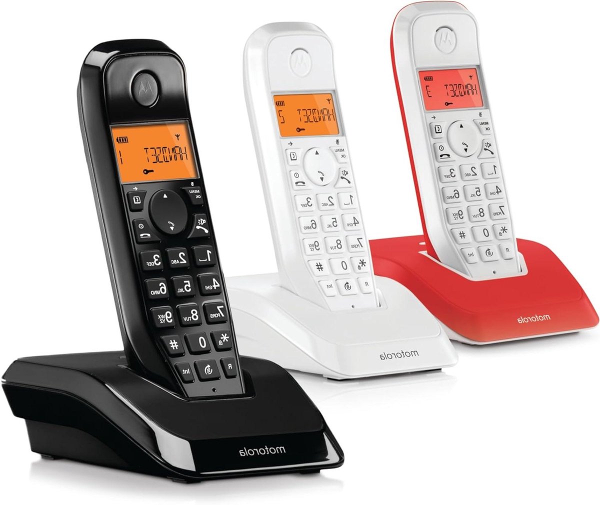 Draadloze Telefoon - DECT Set - Thuis Bellen - Drie Handsets - 50 Contacten - Mix Kleuren