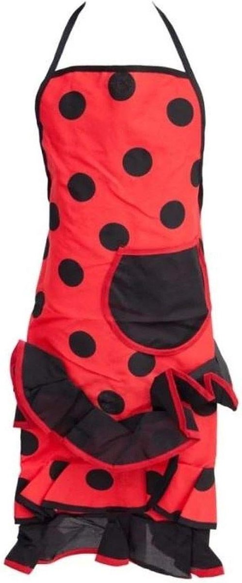 Flamenco Schort - Dansschort Keukenschort - Feestelijke Dans - Met Zakje - One Size - Rood/Zwart