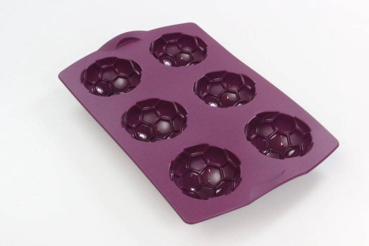 Siliconen Bakvorm - Muffin Vorm Voetbal - Thuis Bakken - Niet Invettnen Nodig - 6 Koppen - Lila